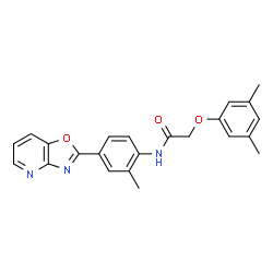 ChemSpider 2D Image | 2-(3,5-Dimethylphenoxy)-N-[2-methyl-4-([1,3]oxazolo[4,5-b]pyridin-2-yl)phenyl]acetamide | C23H21N3O3