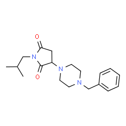 ChemSpider 2D Image | 3-(4-Benzyl-1-piperazinyl)-1-isobutyl-2,5-pyrrolidinedione | C19H27N3O2