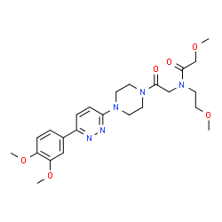 ChemSpider 2D Image | N-(2-{4-[6-(3,4-Dimethoxyphenyl)-3-pyridazinyl]-1-piperazinyl}-2-oxoethyl)-2-methoxy-N-(2-methoxyethyl)acetamide | C24H33N5O6