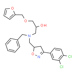 ChemSpider 2D Image | 1-(Benzyl{[3-(3,4-dichlorophenyl)-4,5-dihydro-1,2-oxazol-5-yl]methyl}amino)-3-(2-furylmethoxy)-2-propanol | C25H26Cl2N2O4