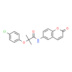 ChemSpider 2D Image | 2-(4-Chlorophenoxy)-2-methyl-N-(2-oxo-2H-chromen-6-yl)propanamide | C19H16ClNO4