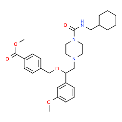 ChemSpider 2D Image | Methyl 4-{[2-{4-[(cyclohexylmethyl)carbamoyl]-1-piperazinyl}-1-(3-methoxyphenyl)ethoxy]methyl}benzoate | C30H41N3O5