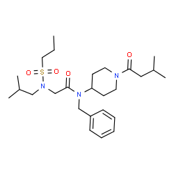 ChemSpider 2D Image | N-Benzyl-N~2~-isobutyl-N-[1-(3-methylbutanoyl)-4-piperidinyl]-N~2~-(propylsulfonyl)glycinamide | C26H43N3O4S