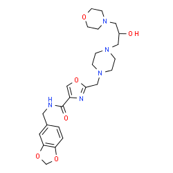 ChemSpider 2D Image | N-(1,3-Benzodioxol-5-ylmethyl)-2-({4-[2-hydroxy-3-(4-morpholinyl)propyl]-1-piperazinyl}methyl)-1,3-oxazole-4-carboxamide | C24H33N5O6