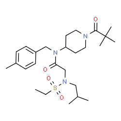 ChemSpider 2D Image | N-[1-(2,2-Dimethylpropanoyl)-4-piperidinyl]-N~2~-(ethylsulfonyl)-N~2~-isobutyl-N-(4-methylbenzyl)glycinamide | C26H43N3O4S