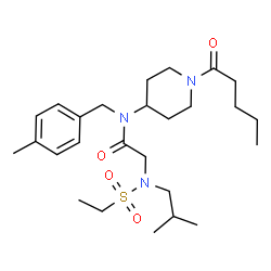 ChemSpider 2D Image | N~2~-(Ethylsulfonyl)-N~2~-isobutyl-N-(4-methylbenzyl)-N-(1-pentanoyl-4-piperidinyl)glycinamide | C26H43N3O4S