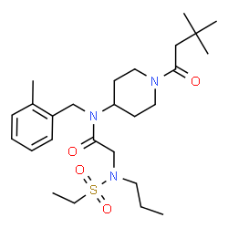 ChemSpider 2D Image | N-[1-(3,3-Dimethylbutanoyl)-4-piperidinyl]-N~2~-(ethylsulfonyl)-N-(2-methylbenzyl)-N~2~-propylglycinamide | C26H43N3O4S