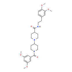 ChemSpider 2D Image | 1'-(3,5-Dimethoxybenzoyl)-N-[2-(3,4-dimethoxyphenyl)ethyl]-1,4'-bipiperidine-4-carboxamide | C30H41N3O6