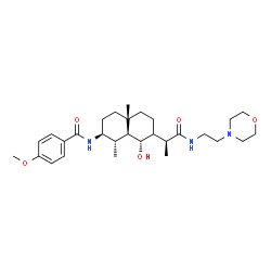 ChemSpider 2D Image | N-{(1S,2S,8S,8aS)-8-Hydroxy-1,4a-dimethyl-7-[(2S)-1-{[2-(4-morpholinyl)ethyl]amino}-1-oxo-2-propanyl]decahydro-2-naphthalenyl}-4-methoxybenzamide | C29H45N3O5