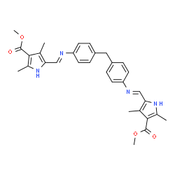 ChemSpider 2D Image | Dimethyl 5,5'-{methylenebis[4,1-phenylenenitrilo(E)methylylidene]}bis(2,4-dimethyl-1H-pyrrole-3-carboxylate) | C31H32N4O4