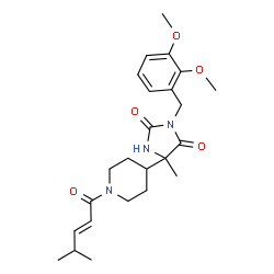 ChemSpider 2D Image | 3-(2,3-Dimethoxybenzyl)-5-methyl-5-{1-[(2E)-4-methyl-2-pentenoyl]-4-piperidinyl}-2,4-imidazolidinedione | C24H33N3O5