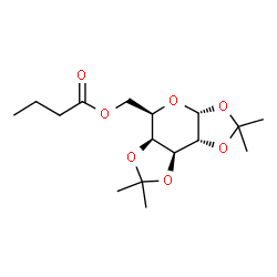 ChemSpider 2D Image | [(3aR,5R,5aS,8aS,8bR)-2,2,7,7-Tetramethyltetrahydro-3aH-bis[1,3]dioxolo[4,5-b:4',5'-d]pyran-5-yl]methyl butyrate | C16H26O7