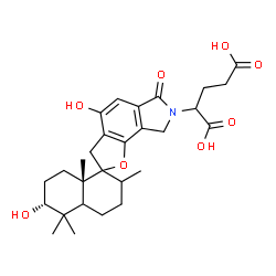 ChemSpider 2D Image | 2-[(6'R,8a'S)-4,6'-Dihydroxy-2',5',5',8a'-tetramethyl-6-oxo-3',4',4a',5',6,6',7',8,8',8a'-decahydro-2'H-spiro[furo[2,3-e]isoindole-2,1'-naphthalen]-7(3H)-yl]pentanedioic acid | C28H37NO8