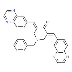 ChemSpider 2D Image | (3E,5E)-1-Benzyl-3,5-bis(6-quinoxalinylmethylene)-4-piperidinone | C30H23N5O