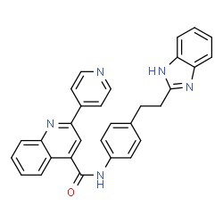 ChemSpider 2D Image | N-{4-[2-(1H-Benzimidazol-2-yl)ethyl]phenyl}-2-(4-pyridinyl)-4-quinolinecarboxamide | C30H23N5O