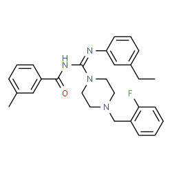 ChemSpider 2D Image | N-{(Z)-[(3-Ethylphenyl)amino][4-(2-fluorobenzyl)-1-piperazinyl]methylene}-3-methylbenzamide | C28H31FN4O