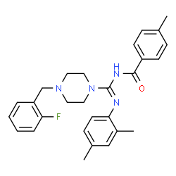 ChemSpider 2D Image | N-{(E)-[(2,4-Dimethylphenyl)amino][4-(2-fluorobenzyl)-1-piperazinyl]methylene}-4-methylbenzamide | C28H31FN4O