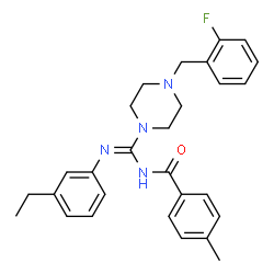 ChemSpider 2D Image | N-{(Z)-[(3-Ethylphenyl)amino][4-(2-fluorobenzyl)-1-piperazinyl]methylene}-4-methylbenzamide | C28H31FN4O