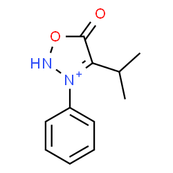 ChemSpider 2D Image | 4-Isopropyl-5-oxo-3-phenyl-2,5-dihydro-1,2,3-oxadiazol-3-ium | C11H13N2O2