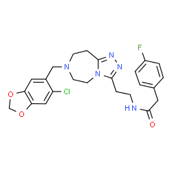 ChemSpider 2D Image | N-(2-{7-[(6-Chloro-1,3-benzodioxol-5-yl)methyl]-6,7,8,9-tetrahydro-5H-[1,2,4]triazolo[4,3-d][1,4]diazepin-3-yl}ethyl)-2-(4-fluorophenyl)acetamide | C24H25ClFN5O3