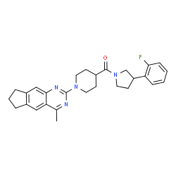 ChemSpider 2D Image | [3-(2-Fluorophenyl)-1-pyrrolidinyl][1-(4-methyl-7,8-dihydro-6H-cyclopenta[g]quinazolin-2-yl)-4-piperidinyl]methanone | C28H31FN4O