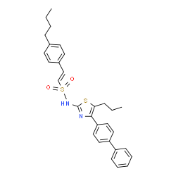 ChemSpider 2D Image | (E)-N-[4-(4-Biphenylyl)-5-propyl-1,3-thiazol-2-yl]-2-(4-butylphenyl)ethenesulfonamide | C30H32N2O2S2