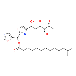 ChemSpider 2D Image | 2,6-Dideoxy-1-C-(2-{[(12-methyltridecanoyl)oxy](1,3-oxazol-5-yl)methyl}-1,3-oxazol-4-yl)-D-threo-hexitol | C27H44N2O8
