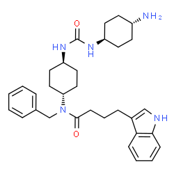 ChemSpider 2D Image | N-(trans-4-{[(trans-4-Aminocyclohexyl)carbamoyl]amino}cyclohexyl)-N-benzyl-4-(1H-indol-3-yl)butanamide | C32H43N5O2