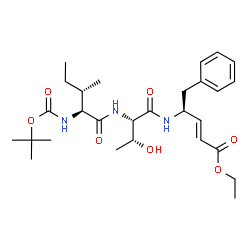 ChemSpider 2D Image | N-(tert-butoxycarbonyl)-L-isoleucyl-N-[(2S,3E)-5-ethoxy-5-oxo-1-phenylpent-3-en-2-yl]-L-threoninamide | C28H43N3O7