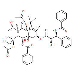 ChemSpider 2D Image | (1b,2a,5b,7b,10b,13a)-4,10-bis(acetyloxy)-13-{[(2R,3S)-3-(benzoylamino)-2-hydroxy-3-phenylpropanoyl]oxy}-1,7-dihydroxy-9-oxo-5,20-epoxytax-11-en-2-yl benzoate | C47H51NO14