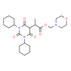 ChemSpider 2D Image | 4-Morpholinylmethyl 2-(1,3-dicyclohexyl-2,4,6-trioxohexahydro-5-pyrimidinyl)propanoate | C24H37N3O6