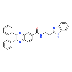 ChemSpider 2D Image | N-[2-(1H-Benzimidazol-2-yl)ethyl]-2,3-diphenyl-6-quinoxalinecarboxamide | C30H23N5O
