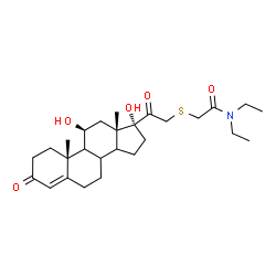 ChemSpider 2D Image | 2-{[(8xi,9xi,11beta,14xi)-11,17-Dihydroxy-3,20-dioxopregn-4-en-21-yl]sulfanyl}-N,N-diethylacetamide | C27H41NO5S