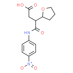 ChemSpider 2D Image | 4-[(4-Nitrophenyl)amino]-4-oxo-3-(tetrahydro-2-furanyl)butanoic acid | C14H16N2O6