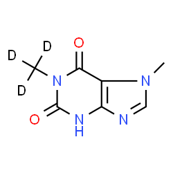 ChemSpider 2D Image | 7-Methyl-1-(~2~H_3_)methyl-3,7-dihydro-1H-purine-2,6-dione | C7H5D3N4O2
