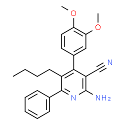 ChemSpider 2D Image | 2-Amino-5-butyl-4-(3,4-dimethoxyphenyl)-6-phenylnicotinonitrile | C24H25N3O2