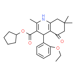 ChemSpider 2D Image | Cyclopentyl 4-(2-ethoxyphenyl)-2,7,7-trimethyl-5-oxo-1,4,5,6,7,8-hexahydro-3-quinolinecarboxylate | C26H33NO4