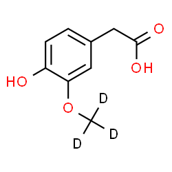 ChemSpider 2D Image | {4-Hydroxy-3-[(~2~H_3_)methyloxy]phenyl}acetic acid | C9H7D3O4