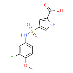 ChemSpider 2D Image | 4-[(3-Chloro-4-methoxyphenyl)sulfamoyl]-1H-pyrrole-2-carboxylic acid | C12H11ClN2O5S