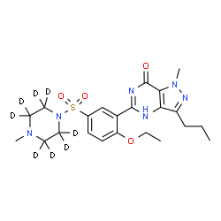 ChemSpider 2D Image | 5-(2-Ethoxy-5-{[4-methyl(~2~H_8_)-1-piperazinyl]sulfonyl}phenyl)-1-methyl-3-propyl-1,4-dihydro-7H-pyrazolo[4,3-d]pyrimidin-7-one | C22H22D8N6O4S