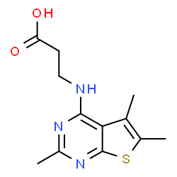 ChemSpider 2D Image | N-(2,5,6-Trimethylthieno[2,3-d]pyrimidin-4-yl)-beta-alanine | C12H15N3O2S