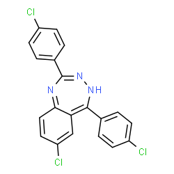 ChemSpider 2D Image | 7-Chloro-2,5-bis(4-chlorophenyl)-4H-1,3,4-benzotriazepine | C20H12Cl3N3