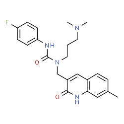 ChemSpider 2D Image | 1-[3-(Dimethylamino)propyl]-3-(4-fluorophenyl)-1-[(7-methyl-2-oxo-1,2-dihydro-3-quinolinyl)methyl]urea | C23H27FN4O2