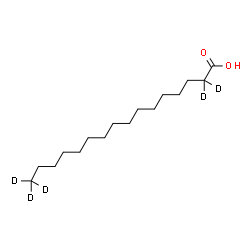 ChemSpider 2D Image | (2,2,16,16,16-~2~H_5_)Hexadecanoic acid | C16H27D5O2