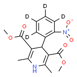 ChemSpider 2D Image | Dimethyl 2,6-dimethyl-4-[2-nitro(~2~H_4_)phenyl]-1,4-dihydro-3,5-pyridinedicarboxylate | C17H14D4N2O6