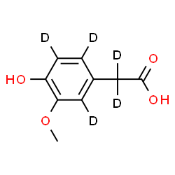 ChemSpider 2D Image | 4-Hydroxy-3-methoxyphenyl-d3-acetic-d2 Acid (HVA-d5) | C9H5D5O4