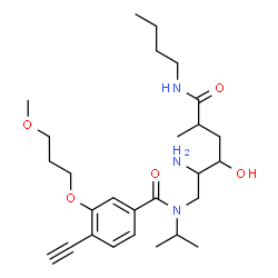 ChemSpider 2D Image | N-[2-Amino-6-(butylamino)-3-hydroxy-5-methyl-6-oxohexyl]-4-ethynyl-N-isopropyl-3-(3-methoxypropoxy)benzamide | C27H43N3O5
