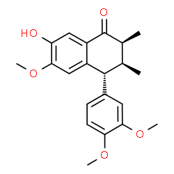 ChemSpider 2D Image | (2S,3S,4R)-4-(3,4-Dimethoxyphenyl)-7-hydroxy-6-methoxy-2,3-dimethyl-3,4-dihydro-1(2H)-naphthalenone | C21H24O5