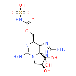 ChemSpider 2D Image | ({[(3aS,4R,9S,10aS)-2,6-Diamino-9,10,10-trihydroxy-3a,4,9,10-tetrahydro-1H,8H-pyrrolo[1,2-c]purin-4-yl]methoxy}carbonyl)sulfamic acid | C10H17N7O8S