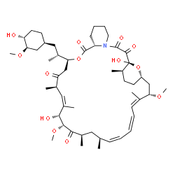ChemSpider 2D Image | (1R,9S,12S,15R,16Z,18R,19R,21R,23S,24Z,26Z,28Z,30S,32S,35R)-1,18-Dihydroxy-12-{(2R)-1-[(1S,3R,4R)-4-hydroxy-3-methoxycyclohexyl]-2-propanyl}-19,30-dimethoxy-15,17,21,23,29,35-hexamethyl-11,36-dioxa-4-
azatricyclo[30.3.1.0~4,9~]hexatriaconta-16,24,26,28-tetraene-2,3,10,14,20-pentone | C51H79NO13